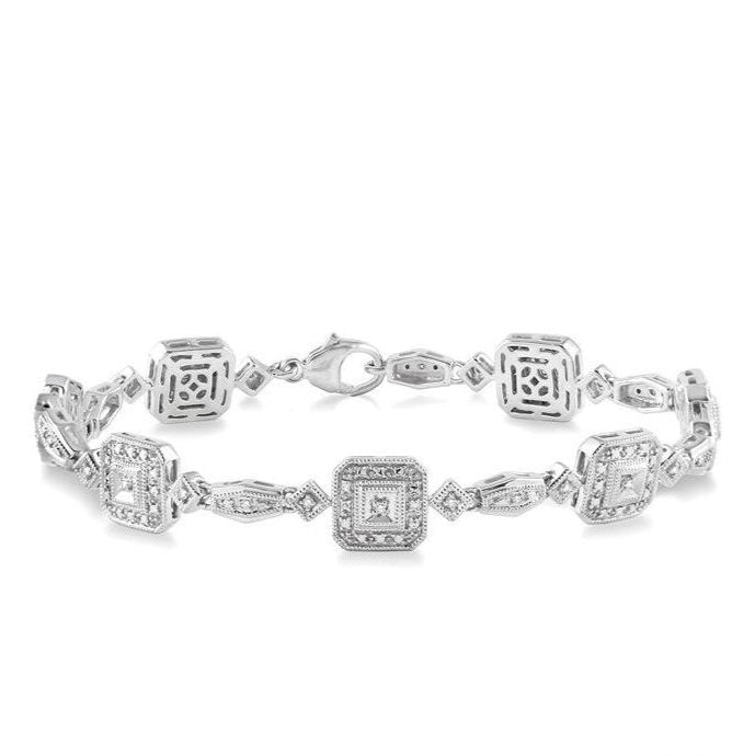 Parkplace Jewelers Silver Halo Diamond Bracelet 85018PPSSSLTB