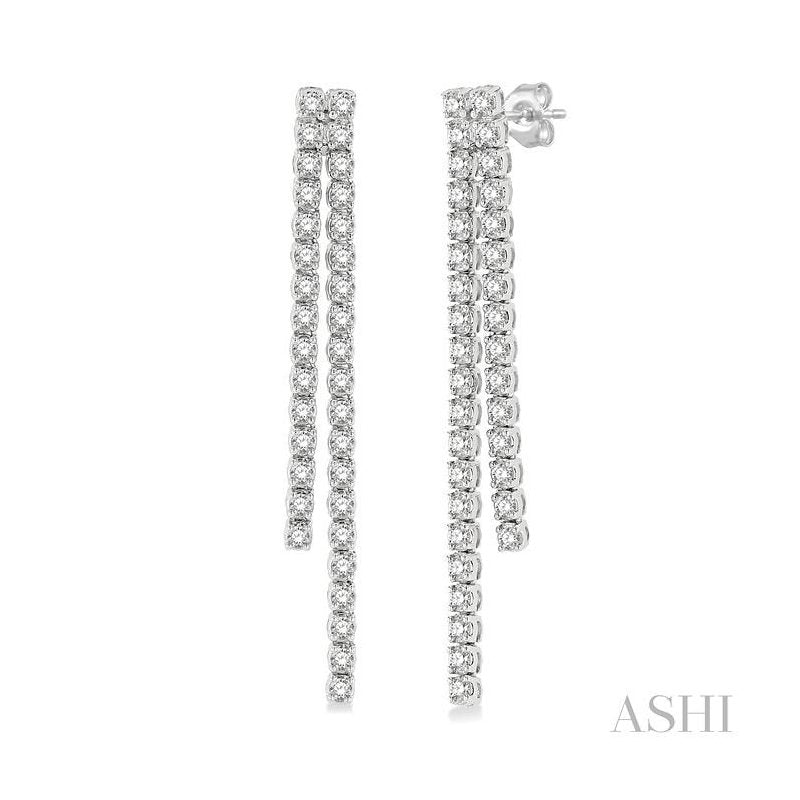 ASHI Diamond Tennis Long Earrings 666E0PPFGERWG-1.75