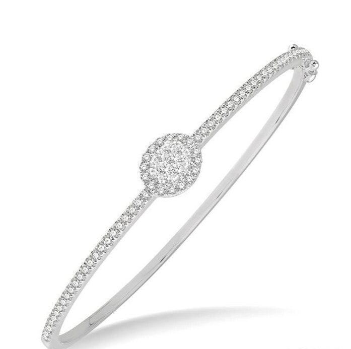 Parkplace Jewelers Stackable Oval Shape Halo Lovebright Essential Diamond Bangle 799B1PPFGWG-OV
