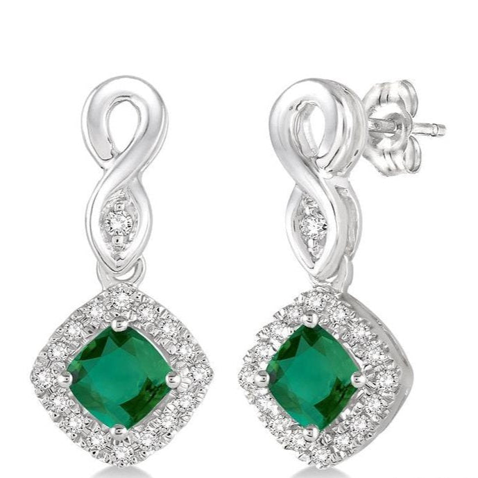 Parkplace Jewelers Cushion Shape Gemstone & Halo Diamond Earrings 57088PPTSEREMWG