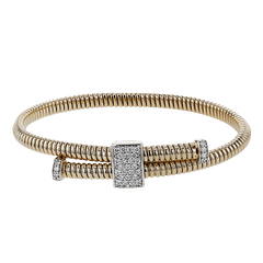 Cable Bangle in 18k Gold with Diamonds LB2447-Y WHITE 18K X WHITE-YELLOW