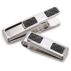 MClip Stainless With Black Carbon Fiber Money Clip 2 Pocket SS-BSS-BKCF-2P