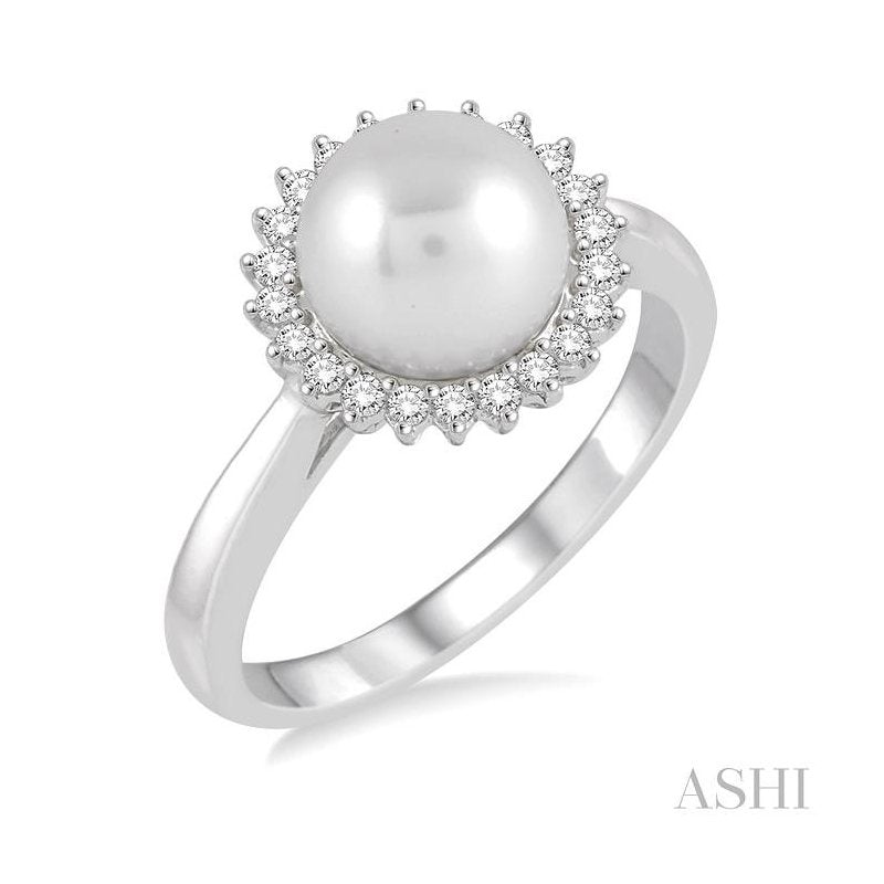 ASHI Pearl & Halo Diamond Ring 55907PPFHWG
