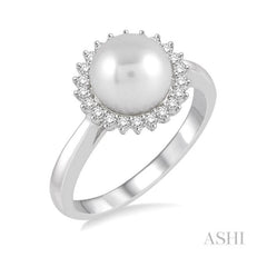 ASHI Pearl & Halo Diamond Ring 55907PPFHWG