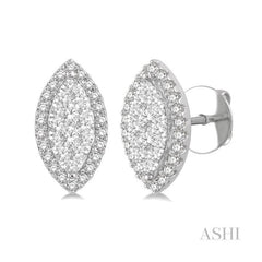 ASHI Marquise Shape Halo Lovebright Essential Diamond Earrings 913A3PPFVERWG