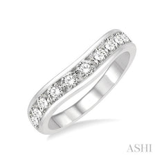 ASHI Curved Diamond Wedding Band 30351PPFGWG