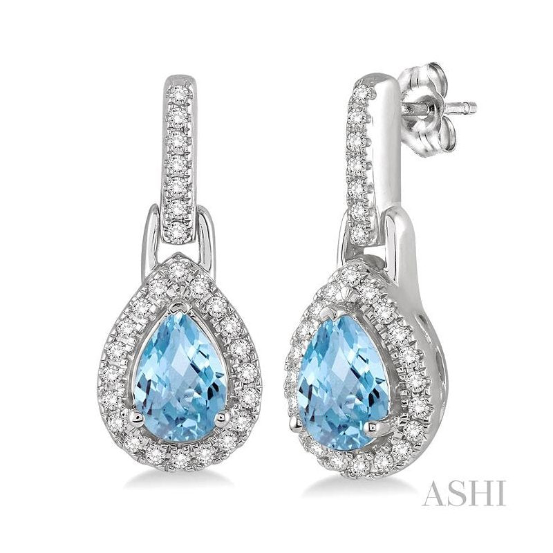 ASHI Pear Shape Gemstone & Halo Diamond Earrings 61097PPTSERAQWG