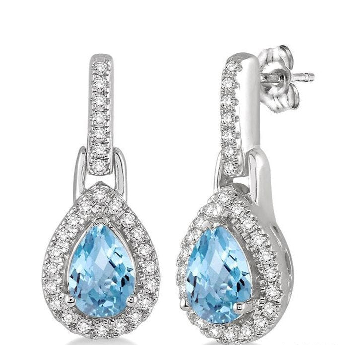 Parkplace Jewelers Pear Shape Gemstone & Halo Diamond Earrings 61097PPTSERAQWG