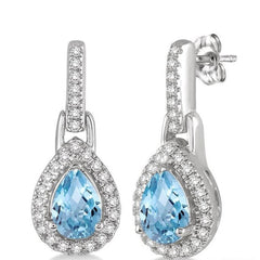 Parkplace Jewelers Pear Shape Gemstone & Halo Diamond Earrings 61097PPTSERAQWG