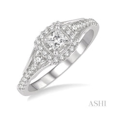 ASHI Princess Shape Halo Diamond Engagement Ring 15873PPFHWG-LE