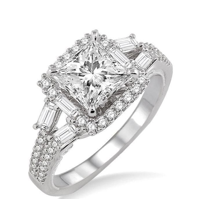 Parkplace Jewelers Princess Shape Semi-Mount Halo Diamond Engagement Ring 14142PPFRWG-SM