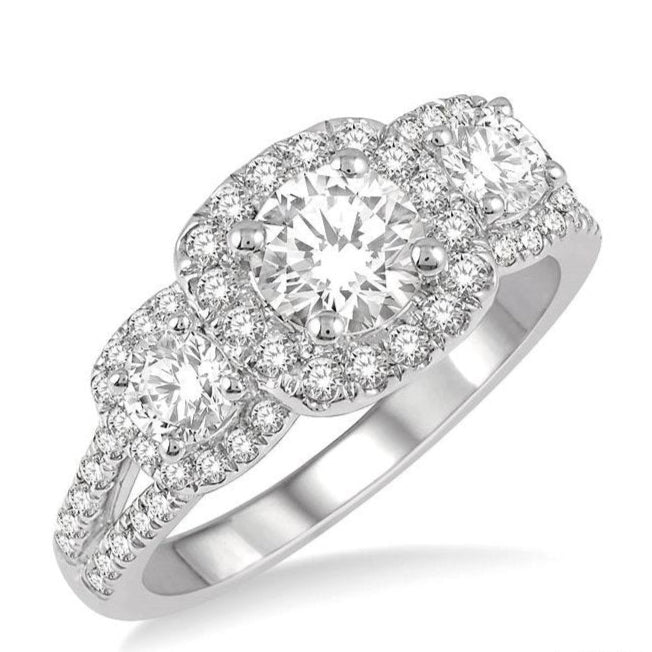 Parkplace Jewelers Round Shape Past Present & Future Semi-Mount Halo Diamond Engagement Ring 254J2PPFHWG-SM