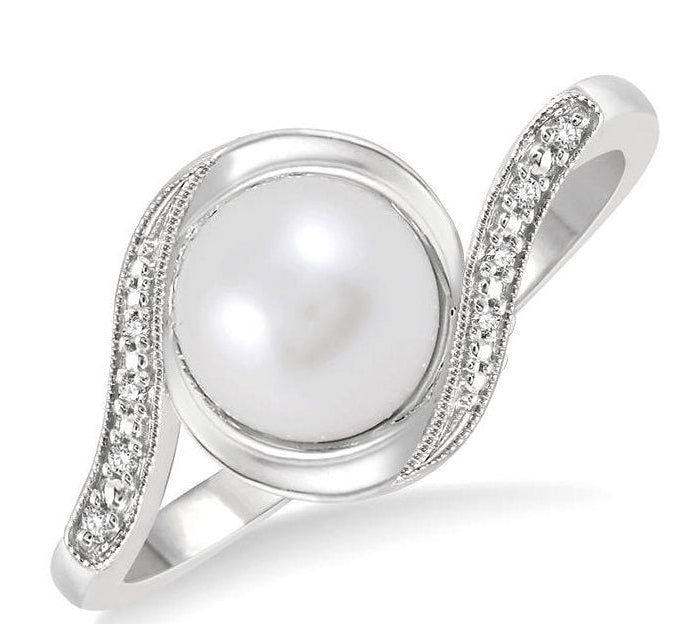 Parkplace Jewelers Silver Pearl & Diamond Ring 84169PPSSSLRG