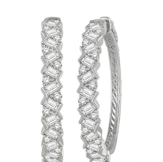 Parkplace Jewelers Scatter Zig-Zag Baguette Diamond Fashion Hoop Earrings 621B0PPFHERWG-1.90