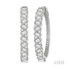 ASHI Scatter Zig-Zag Baguette Diamond Fashion Hoop Earrings 621B0PPFHERWG-1.90