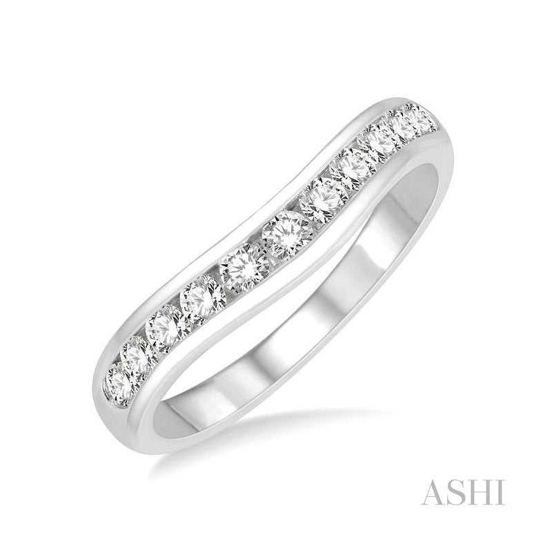ASHI Curved Diamond Wedding Band 30353PPFGWG