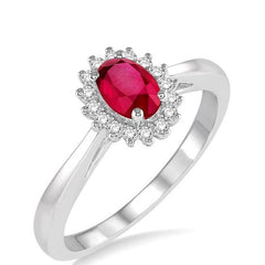 Parkplace Jewelers Oval Shape Gemstone & Halo Diamond Ring 40788PPTXRBWG