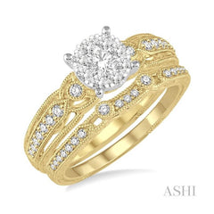 ASHI Round Shape Lovebright Diamond Wedding Set 154C3PPFVYW-WS