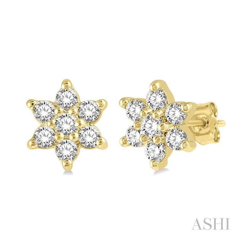 ASHI Flower Petite Diamond Fashion Earrings 643B8PPTSERYG