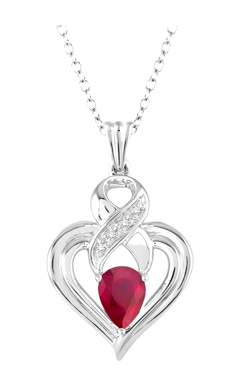 Parkplace Jewelers Silver Heart Shape Gemstone & Diamond Fashion Pendant 88709PPSSRBSLPD