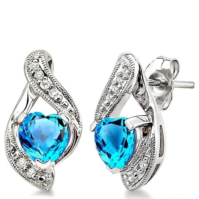 Parkplace Jewelers Heart Shape Gemstone & Diamond Earrings 60759PPFSERBTW