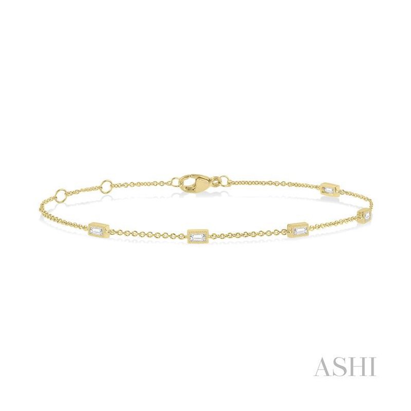 ASHI Petite Baguette Diamond Station Fashion Chain Bracelet 710CQPPTGYG