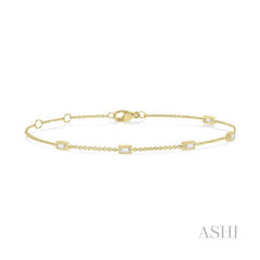 ASHI Petite Baguette Diamond Station Fashion Chain Bracelet 710CQPPTGYG