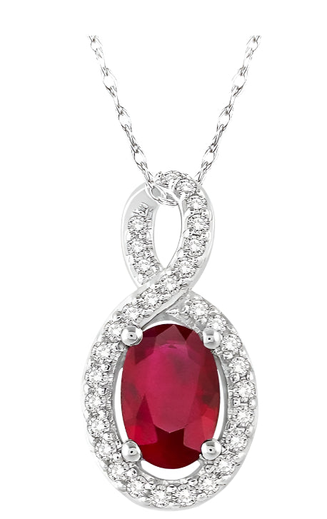 Parkplace Jewelers Oval Shape Gemstone & Halo Diamond Pendant 58508PPTSPDRBWG