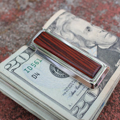 MClip Rhodium Cocobolo Wood Money Clip WD-PRP-CBWD