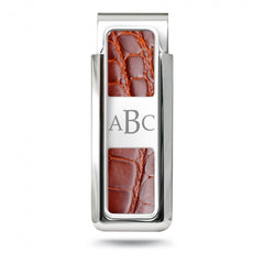 MClip Monterey Rhodium Cognac Alligator 2 Pocket Money Clip MO-PRP-CGAL-2P