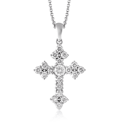 Cross Pendant in 18k Gold with Diamonds PP115 WHITE 18K X