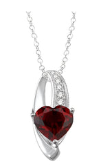 Parkplace Jewelers Silver Heart Shape Gemstone & Diamond Fashion Pendant 88559PPSSGTSLPD