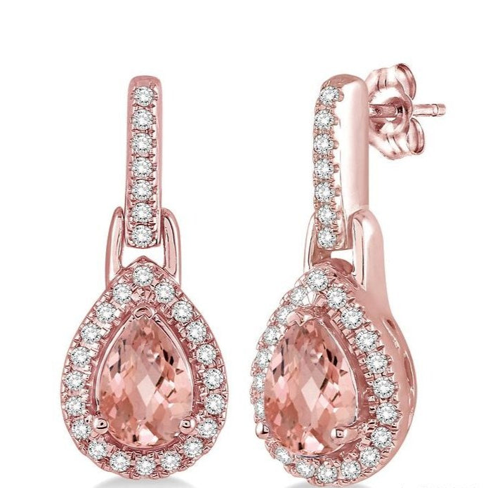 Parkplace Jewelers Pear Shape Gemstone & Halo Diamond Earrings 61097PPTSERMOPG