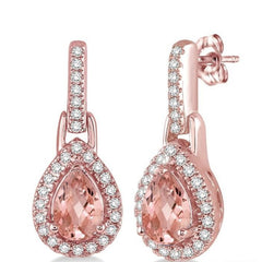 Parkplace Jewelers Pear Shape Gemstone & Halo Diamond Earrings 61097PPTSERMOPG