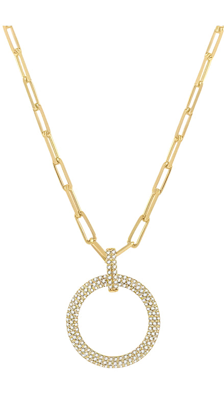 Parkplace Jewelers Pave-Set Circle Paper Clip Diamond Fashion Pendant 909F3PPFHPDYG