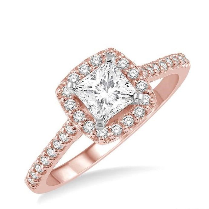 Parkplace Jewelers Princess Shape Halo Diamond Engagement Ring 241G4PPFHPW-LE