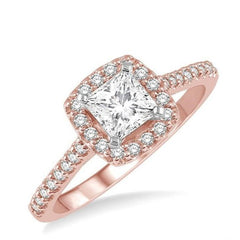 Parkplace Jewelers Princess Shape Halo Diamond Engagement Ring 241G4PPFHPW-LE
