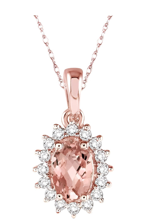 Parkplace Jewelers Oval Shape Gemstone & Halo Diamond Pendant 58568PPTXPDMOPG