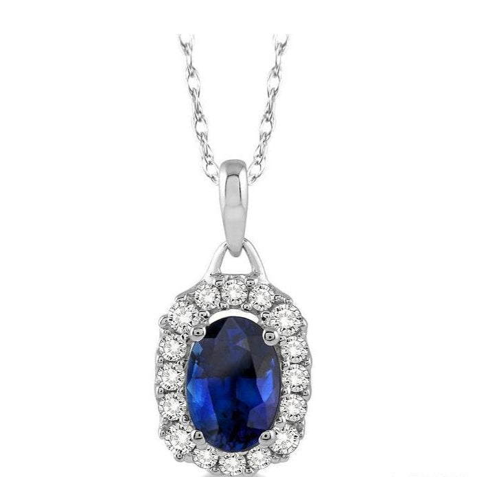 Parkplace Jewelers Oval Shape Gemstone & Halo Diamond Pendant 58488PPFNPDSPWG