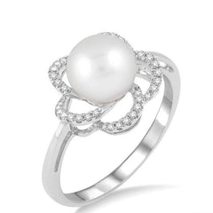 Parkplace Jewelers Flower Pearl & Diamond Ring 55838PPFSWPWG