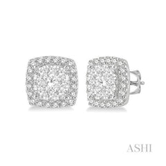 ASHI Cushion Shape Halo Lovebright Essential Diamond Earrings 916B2PPFVERWG