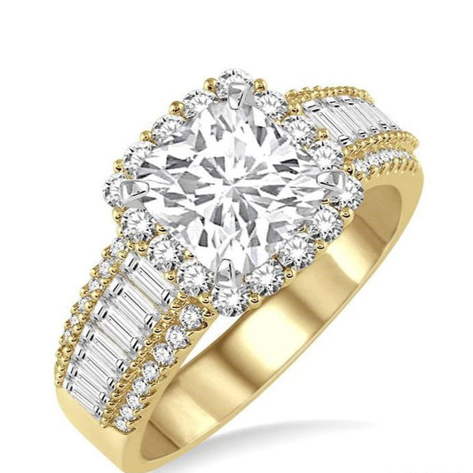 Parkplace Jewelers Cushion Shape Semi-Mount Halo Diamond Engagement Ring 18370PPFRYW-SM-1.20