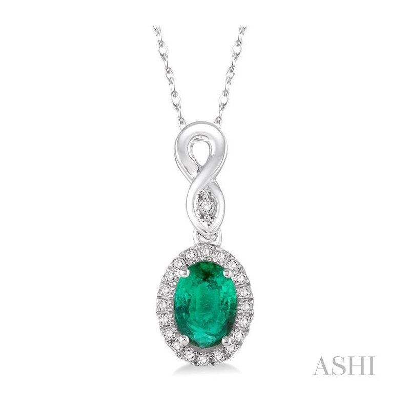 ASHI Oval Shape Gemstone & Halo Diamond Pendant 57098PPTSPDEMWG