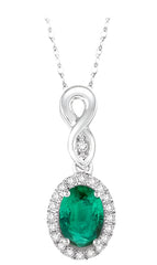 Parkplace Jewelers Oval Shape Gemstone & Halo Diamond Pendant 57098PPTSPDEMWG