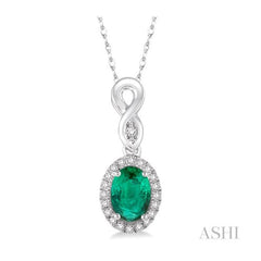 ASHI Oval Shape Gemstone & Halo Diamond Pendant 57098PPTSPDEMWG