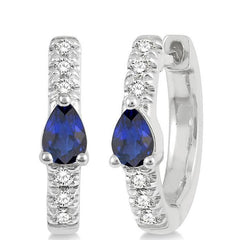 Parkplace Jewelers Pear Shape Gemstone & Petite Diamond Huggie Fashion Earrings 678V8PPTSERSPWG