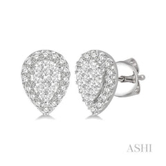 ASHI Pear Shape Halo Lovebright Essential Diamond Earrings 917B3PPFVERWG