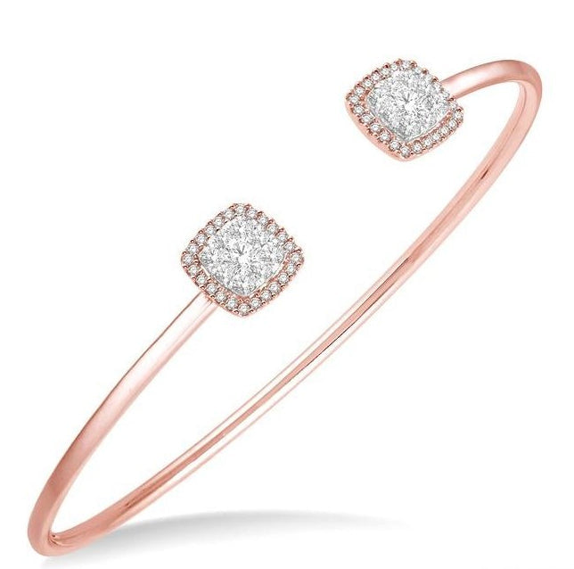 Parkplace Jewelers Stackable Cushion Shape Halo Lovebright Essential Diamond Open Cuff Bangle 7989VPPFVPW