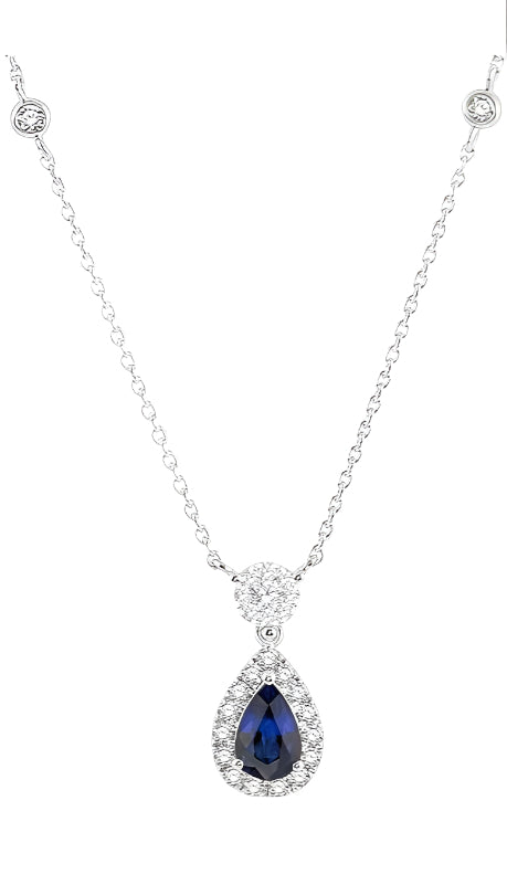 Parkplace Jewelers Pear Shape Gemstone & Halo Lovebright Diamond Necklace 9948UPPFGNKSPWG