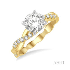 ASHI Round Shape Semi-Mount Diamond Engagement Ring 263J7PPFHYW-SM